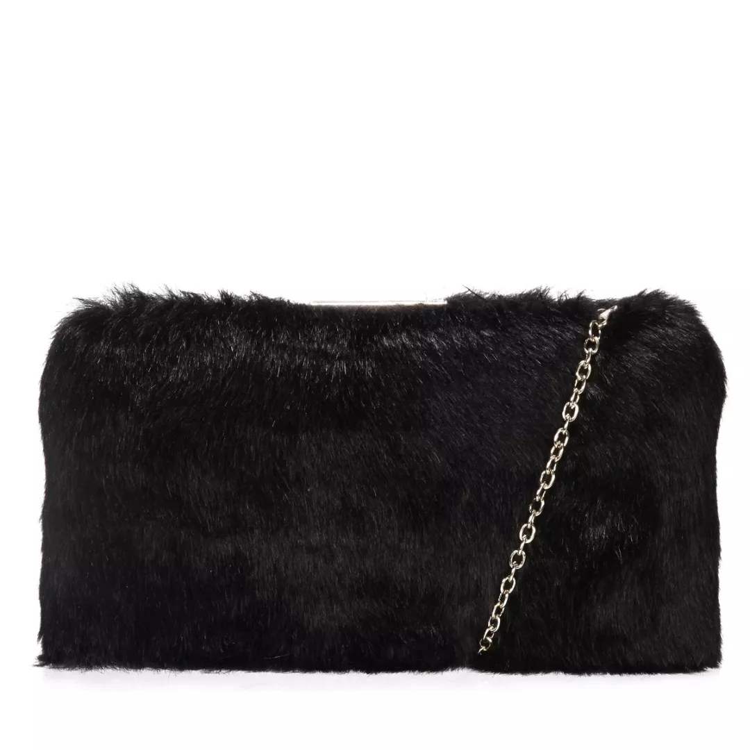 Faux Fur Hard Case Clutch