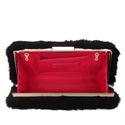 Faux Fur Hard Case Clutch